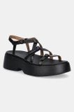 Camper sandale de piele Tasha femei, culoarea negru, cu platforma, K201713-001