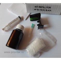 Kit refill reincarcare si desfundare cartuse HP62 HP 62XL C2P05AE C2P04AE negre