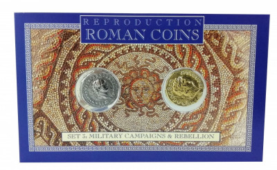 Set 2 Monede Romane - Aureus of Nero și Denarius of Titus, reproduceri foto