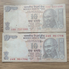 Bancnota India 10 Rupii anul 2006,2008