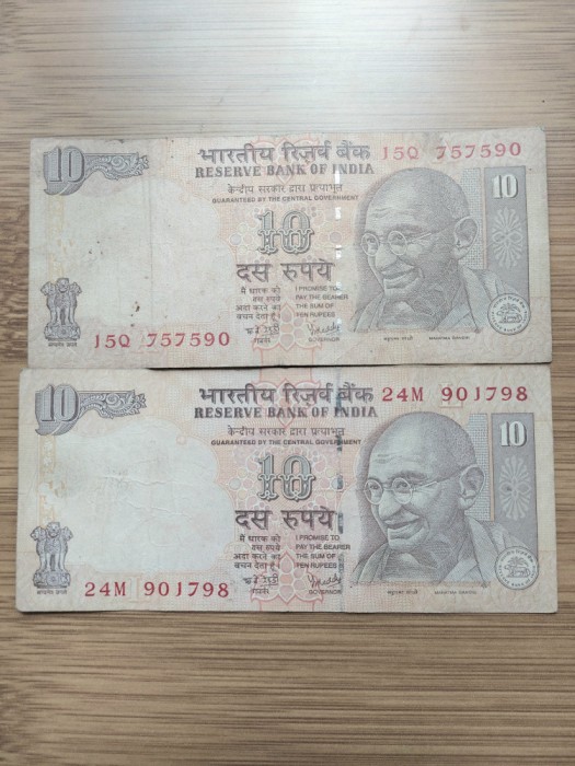 Bancnota India 10 Rupii anul 2006,2008