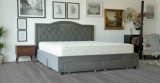 Pat Terasino 160x200 cm cu 4 sertare Tapitat Catifea Gri Somiera Inclusa (cod D3-19)