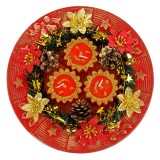 Decoratiune Craciun, Model, 3 Lumanari, Rosu, 24cm, Oem