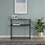 Masa consola Kuhmo 80x80x30cm metal negru cu blat sticla [en.casa] HausGarden Leisure