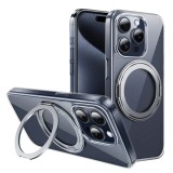 Husa de protectie din policarbonat Hoco Stand Magnetic Case, pentru iPhone 15 Pro Max - Argintiu