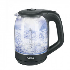 Cana fierbator din sticla FLORIA ZLN-3505, 1500 W, 1.8L, Leduri iluminare apa, Negru foto