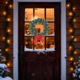Coronita de Craciun pentru usa - cu funda - 27 cm