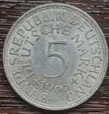 (A857) MONEDA DIN ARGINT GERMANIA - 5 MARK 1965, LIT F, 11,2 GRAME. PURITATE 625, Europa