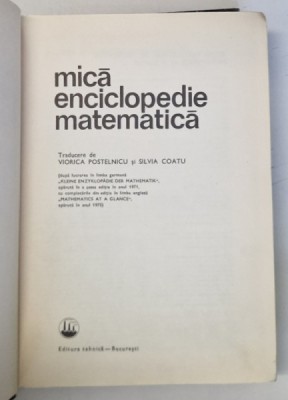 MICA ENCICLOPEDIE MATEMATICA de VIORICA POSTELNIC , SILVIA COATU , foto