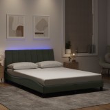 VidaXL Cadru de pat cu lumini LED, gri deschis, 140x190 cm, catifea