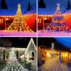 Instalatie Solara Turturi Craciun cu Stea, 3.5m, 350 LED-uri, Multicolor/Alb Cald/Alb Rece, 8 Moduri Lumina, Exterior, Rezistenta Apa