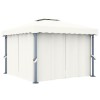 Pavilion cu perdea, alb crem, 3 x 3 m, aluminiu