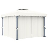 VidaXL Pavilion cu perdea, alb crem, 3 x 3 m, aluminiu