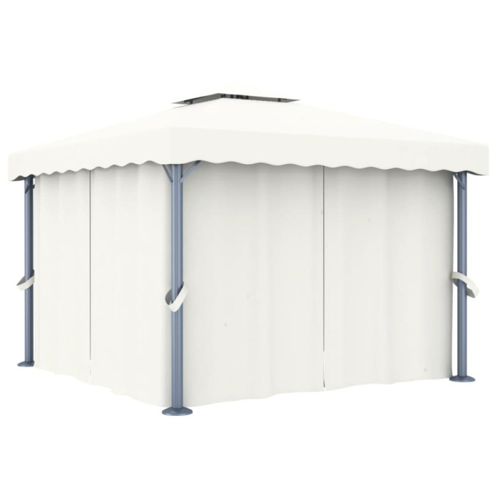 vidaXL Pavilion cu perdea, alb crem, 3 x 3 m, aluminiu