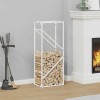 VidaXL Suport pentru lemne de foc alb 40x25x100cm Oțel laminat la rece