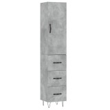 Cumpara ieftin Dulap inalt, gri beton, 34,5x34x180 cm, lemn prelucrat