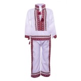 Costum Popular pentru baieti 2 piese, alb 98 3 ani