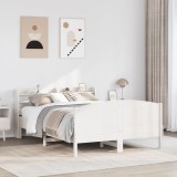 VidaXL Cadru de pat fără saltea, alb, 160x200 cm, lemn masiv pin