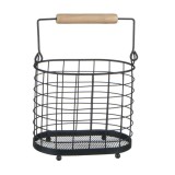 Suport ustensile de bucatarie, cu maner, Kopenpal, Metal, Negru, 18x11,5x15,5 cm