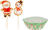 Set forme din hartie si toppere pentru muffins/cupcakes de Craciun, 48 buc