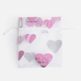 Sac de cadou din organza cu inimioare roz, 13x10 cm, CMCLASS
