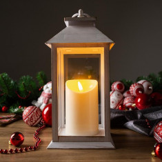 Lampă MagicHome Crăciun, LED, 3xAAA, plastic, alb, 14x14x33 cm