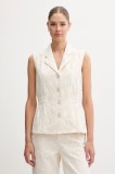 Pedro del Hierro vestă din bumbac culoarea bej, un singur r&acirc;nd de nasturi, 7659082