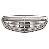 Grila radiator, masca fata Mercedes Clasa E W212 Sedan/Combi 02.2013-2016, parte montare centrala, gri/silver argintiu, cu ornament cromat, 50E105-2,