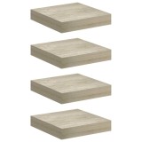 Cumpara ieftin Rafturi perete suspendate, 4 buc., stejar, 23x23,5x3,8 cm, MDF