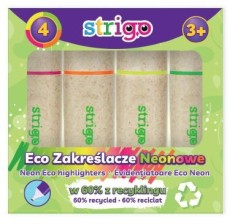 Set 4 Evidentiatoare Strigo Eco-Friendly Neon , Roz, Portocaliu, Galben, Verde