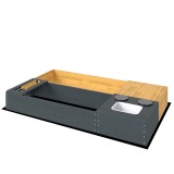 AIYAPLAY Set ladă pentru nisip 2 piese 150x90 cm lemn ladă de nisip cu bancă spațiu depozitare plită chiuvetă detașabilă mărgele abac Galben | Aosom R