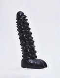 Dildo Dark Crystal cu Striatii, PVC, Negru, 28 cm