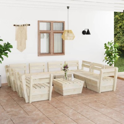 vidaXL Set mobilier grădină din paleți, 9 piese, lemn de molid tratat 3063726 foto