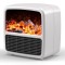 Mini Aeroterma Puternica Portabila Flippy, Putere 1500W, Mini radiator electric cu Display LCD, efect de semineu si flacara, 22x22x15 cm, Alb