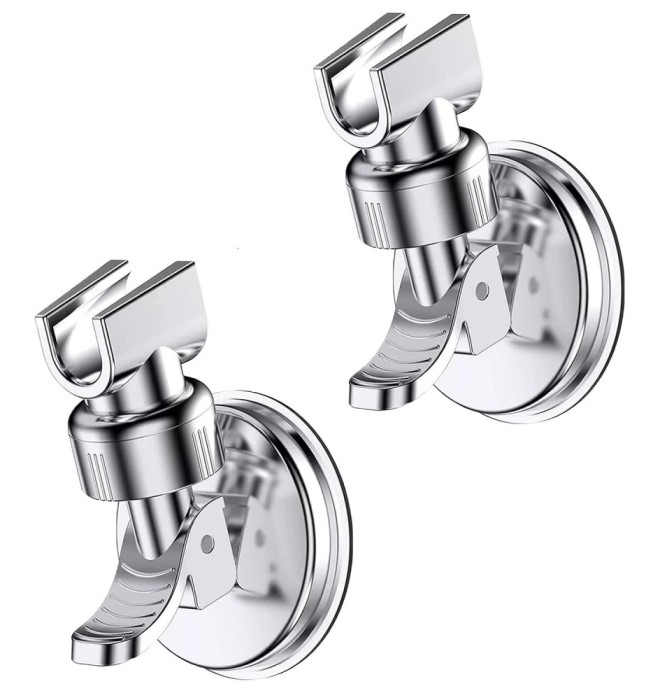 Set 2 suport cu ventuza pentru para de dus, JENUOS&reg;, reglabil 360 grade, usor de instalat, rezistent la apa, rezistent la rugina, crom, sustinere pana
