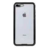 Husa compatibila cu Iphone 7 Plus / 8 Plus - Sticla Fata+Spate 360 grade, Cadru metalic cu magneti, negru, Universal