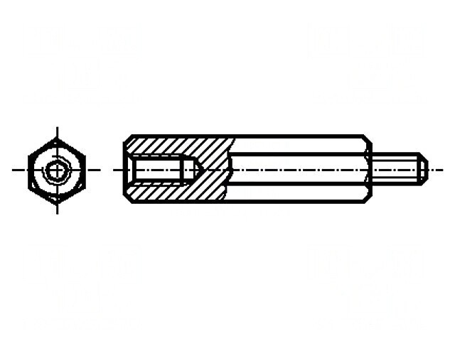 Piuliţă-distanţieră filetată 10mm M4/M4
