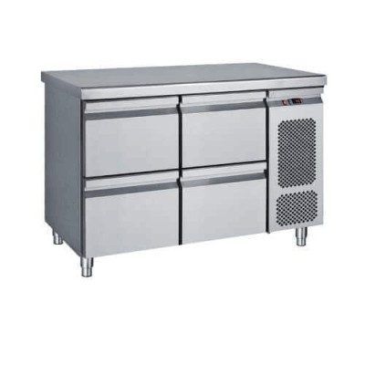 Masa frigorifica compacta, rece, refrigerare cu 4 sertare, inox foto