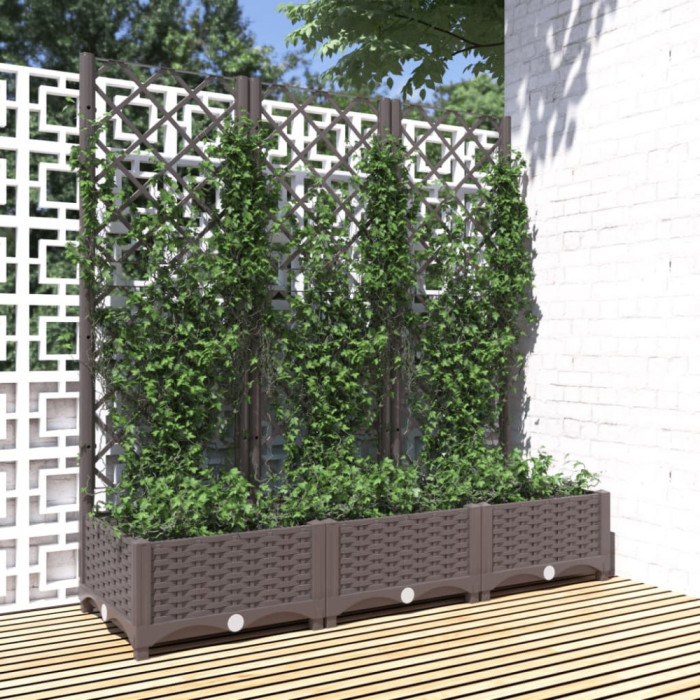 Jardiniera de gradina cu spalier, maro, 120x40x121,5 cm, PP GartenMobel Dekor