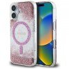 Husa MagSafe pentru Apple iPhone 16, Guess, Resin Bottom Glitter, Roz