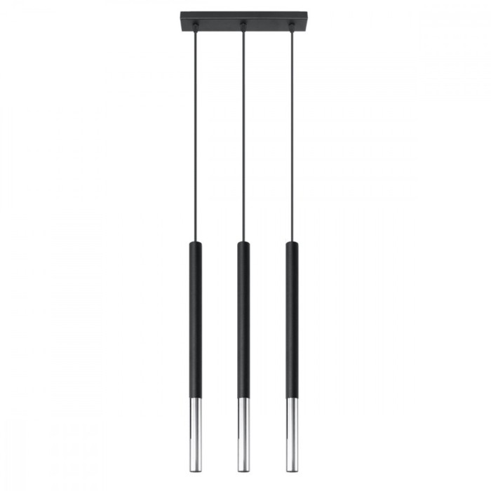 Lampă suspendată MOZAICA 3L negru/cromo, Sollux Lighting