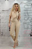 F859-152 Salopeta casual cu maneci scurte si curea in talie