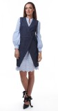 Rochie sarafan petrecuta din denim, 36, 38, 40, 42, 44, Bleumarin