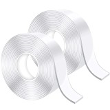 Cumpara ieftin Set 2 benzi dublu adezive, 1 bucata 1 x 300 cm, 1 bucata 3 x 300 cm, PET, transparent