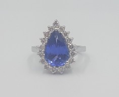 Splendid inel din aur alb , diamante naturale si minunat tanzanit albastru-violet eye-clean de 2,3 ct foto