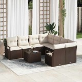 VidaXL Set de canapele pentru grădină 9 pcs Maro, Crem 55 x 55 x 37 cm