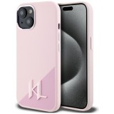 Husa pentru iPhone 15 - Karl Lagerfeld Silicone MagSafe (KLHMP15SSCMKMPCP) - Pink Shadow Metal Initial