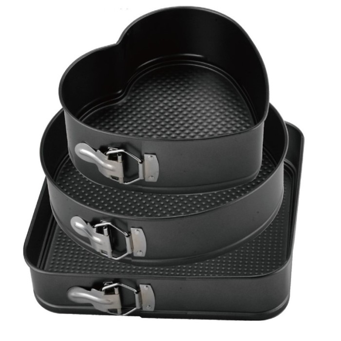 Set de 3 forme prajituri Grunberg, baza detasabila, 22 cm/24 cm/26 cm, Negru
