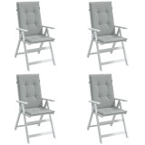 Perne scaun cu spătar &icirc;nalt 4 buc. melanj gri 120x50x4cm textil