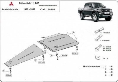 Scut metalic cutie de viteze si diferential Mitsubishi L200 1998-2006 foto